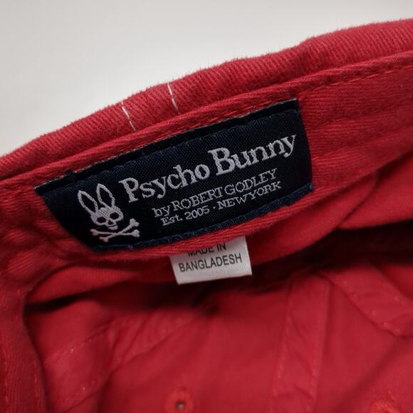 Psycho Bunny By Robin Godley Slideback Hat Red One Size Adjustable - Picture 10 of 10